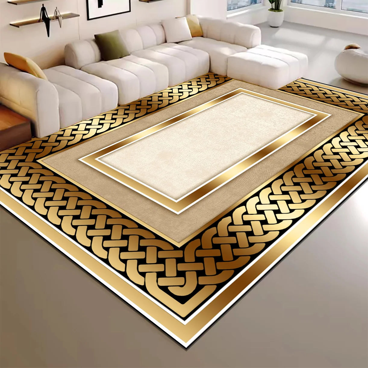 High-end Luxury Living Room Carpet 200x300cm Large Area Rugs Room Decor Golden Floor Mats Washable European Tatami Mat Non-slip