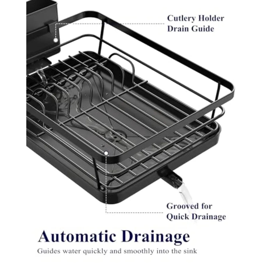 Dish Drying Rack for Kitchen Counter, Stainless Steel Sink Organization and Storage Essentials with Cutlery Holder, Home and Ap